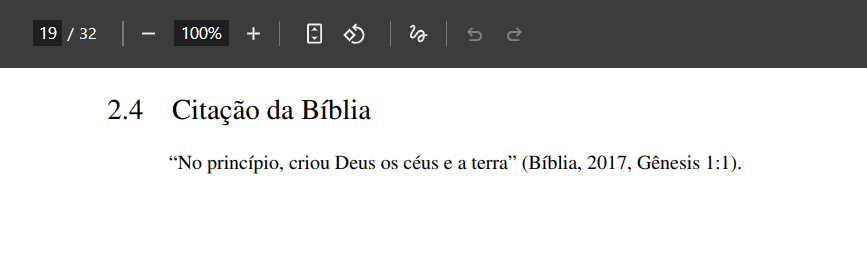 Exemplo de citação da Bíblia