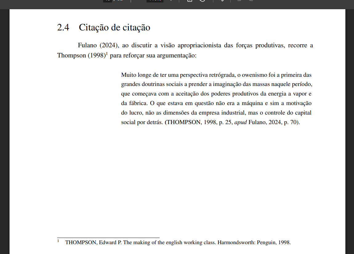 Exemplo de citação de citação