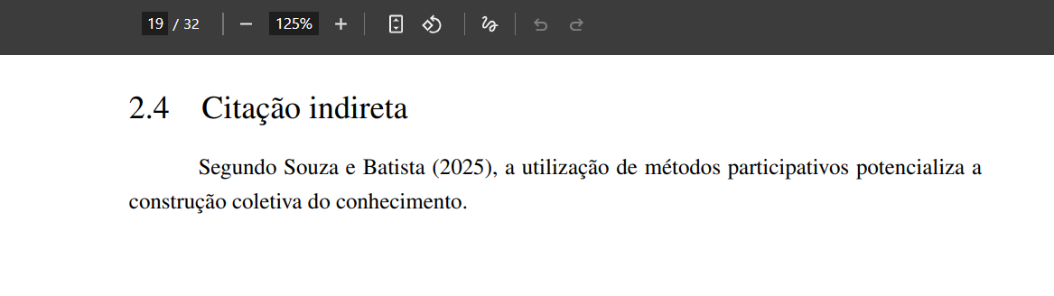 Exemplo de citação indireta