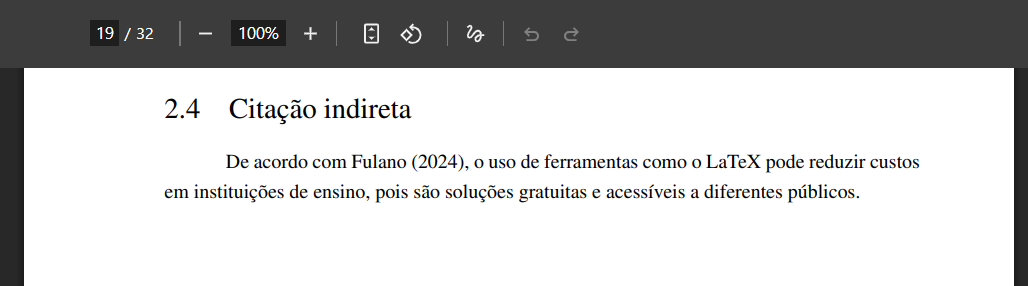 Exemplo de citação indireta