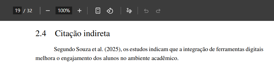 Exemplo de citação indireta com mais de três