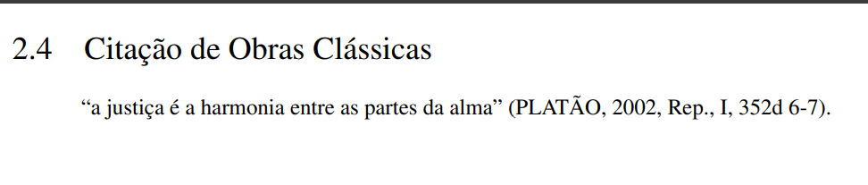 Exemplo de citação de obra clássica