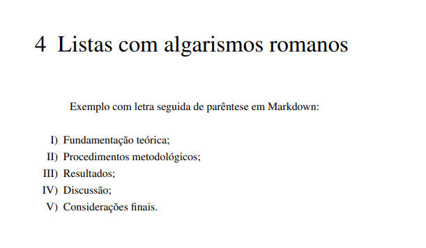 Exemplo de listas em PDF