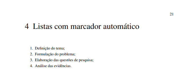 Exemplo de listas em PDF