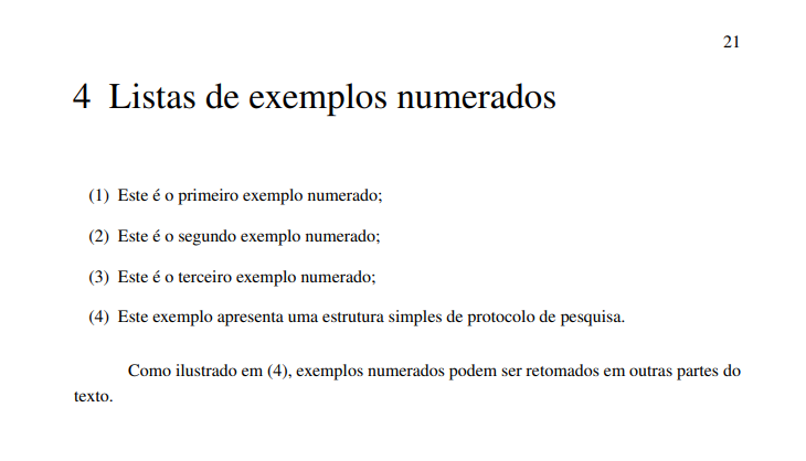 Exemplo de listas em PDF