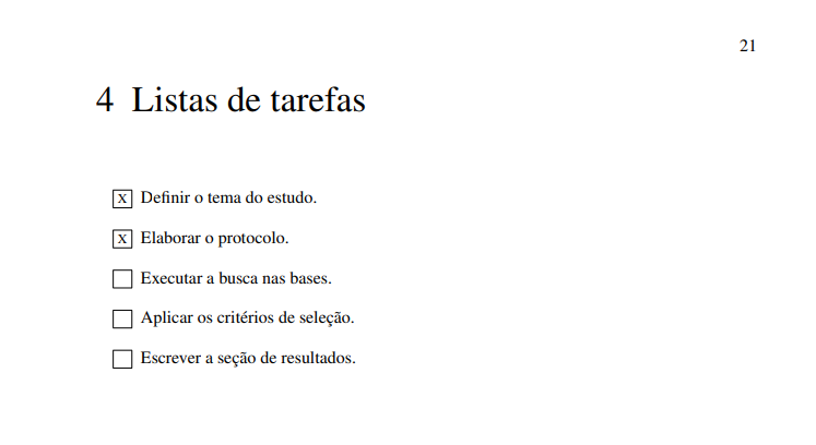 Exemplo de listas em PDF