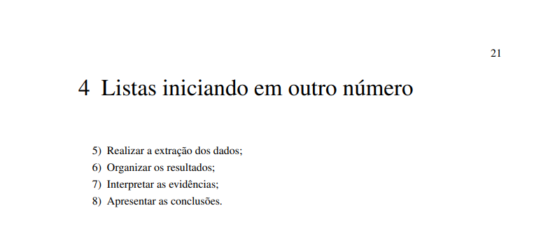 Exemplo de listas em PDF
