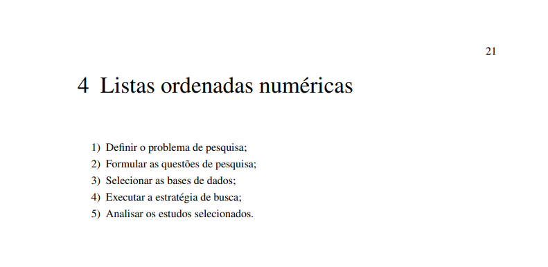 Exemplo de listas em PDF