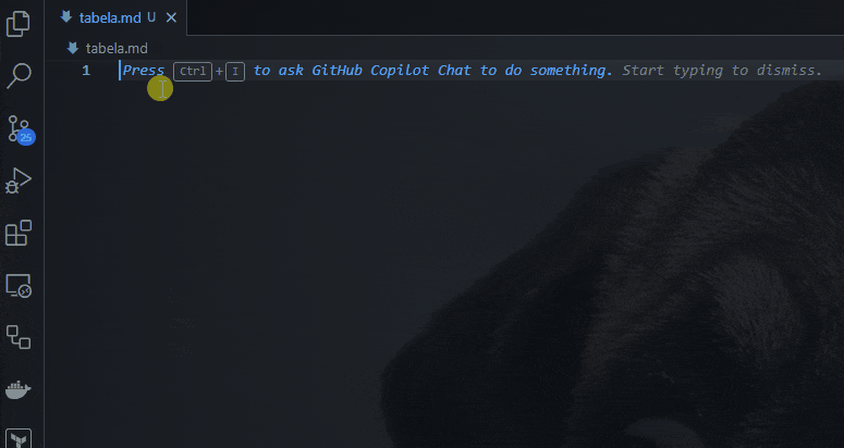 Exemplo de snippet para tabela no VSCode